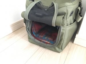 キャリーバッグと毛布
